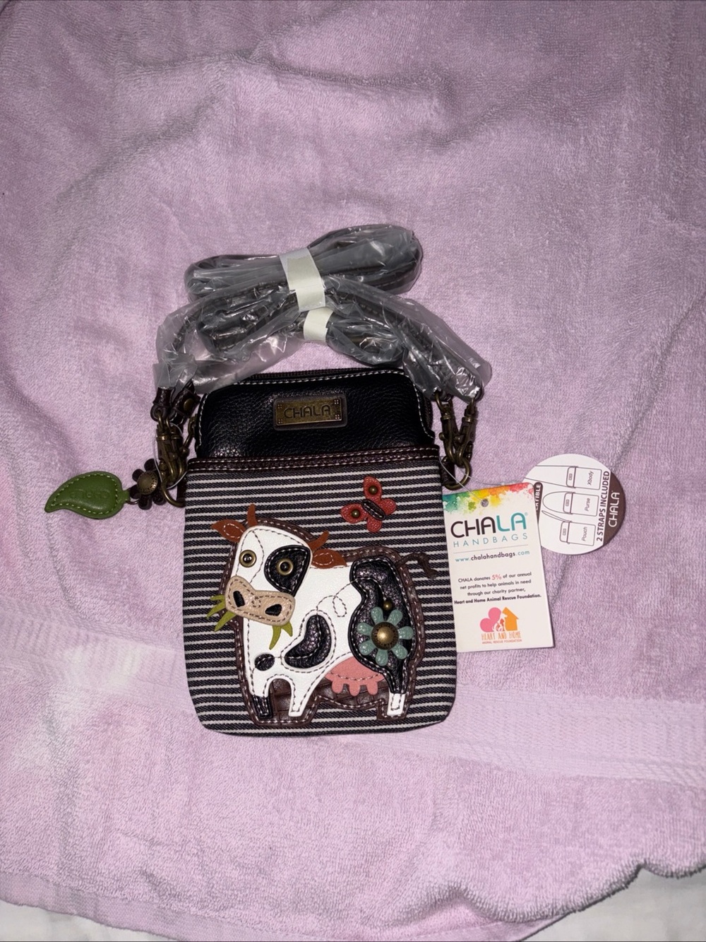 Chala cow design Mimi crossbody NWT